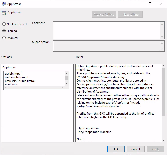 List of machine profiles example