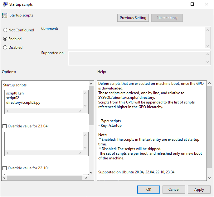 List of scripts example