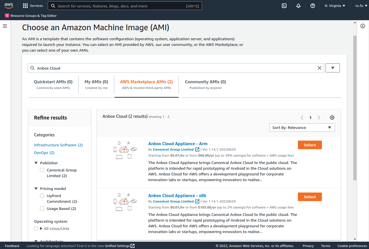 Select the Amazon Machine Image (AMI)