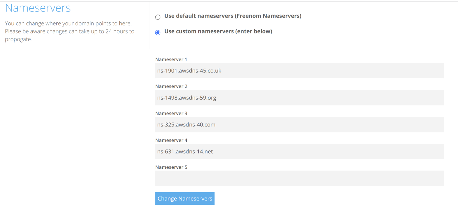 Configure custom name servers for your domain with your domain provider