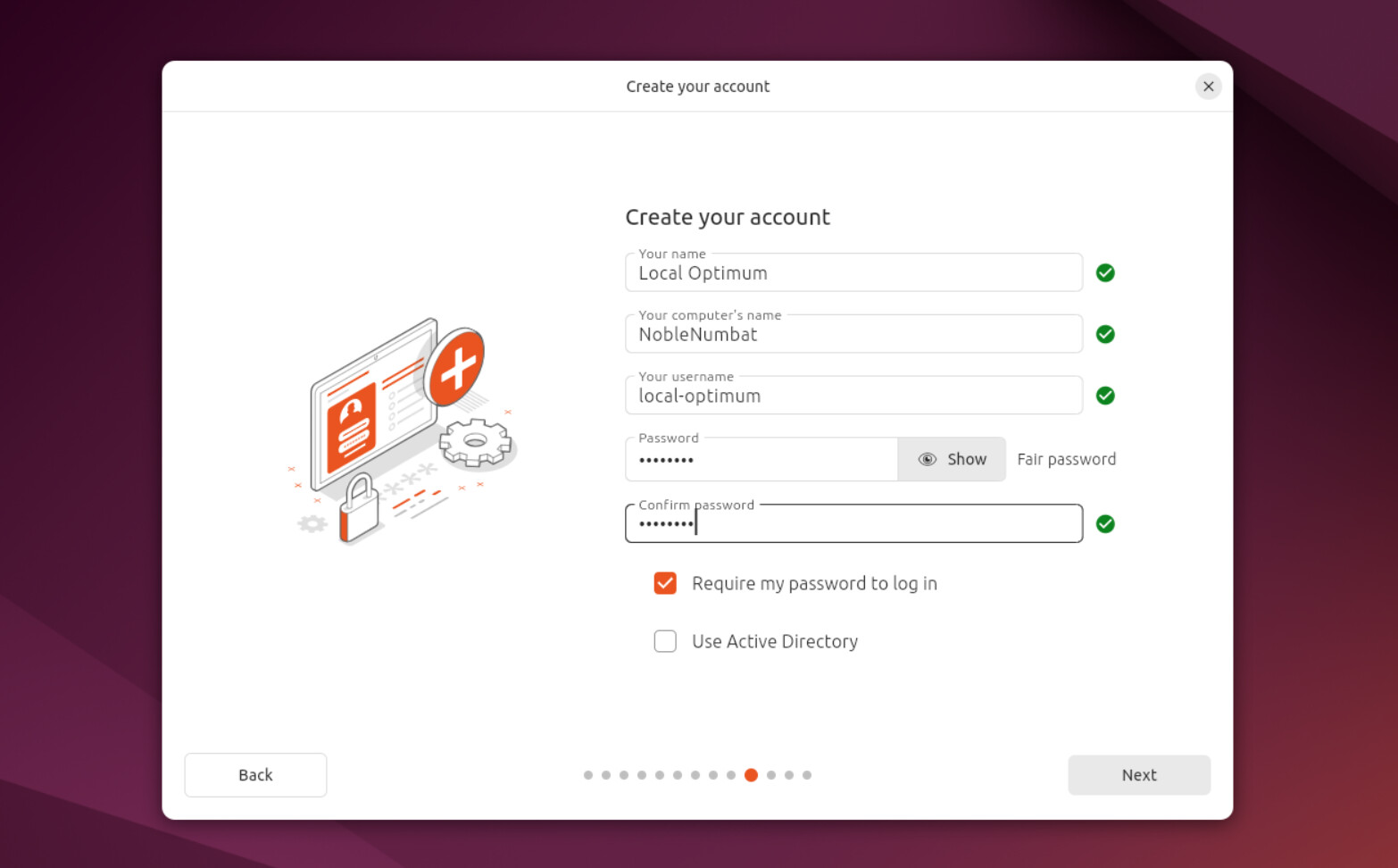 The Create your account page