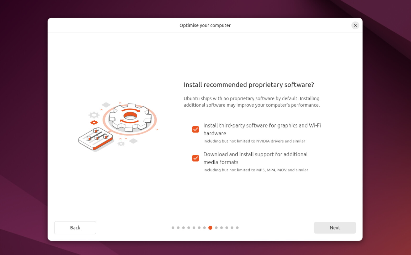 The Optimise your computer page