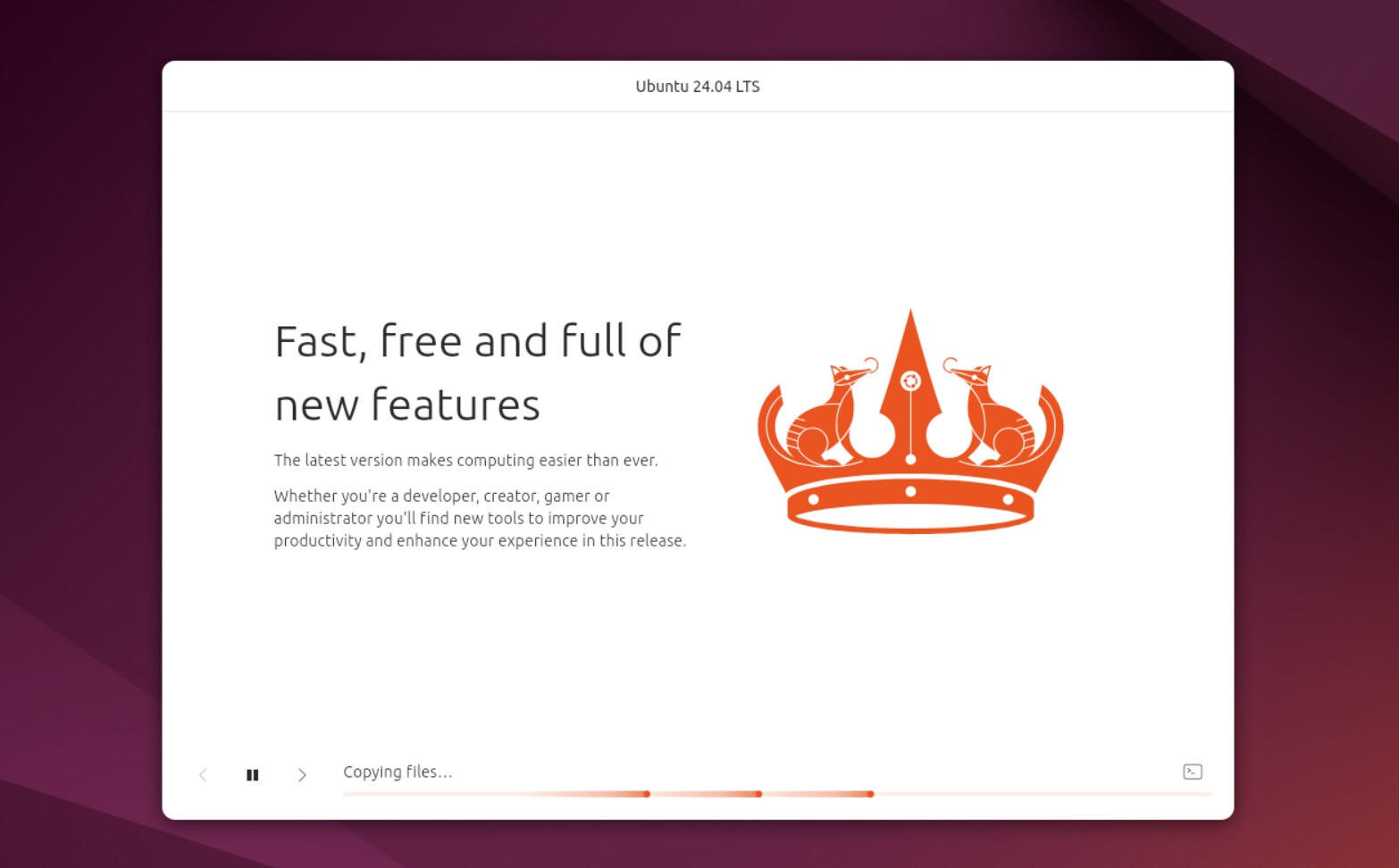 The installation slideshow