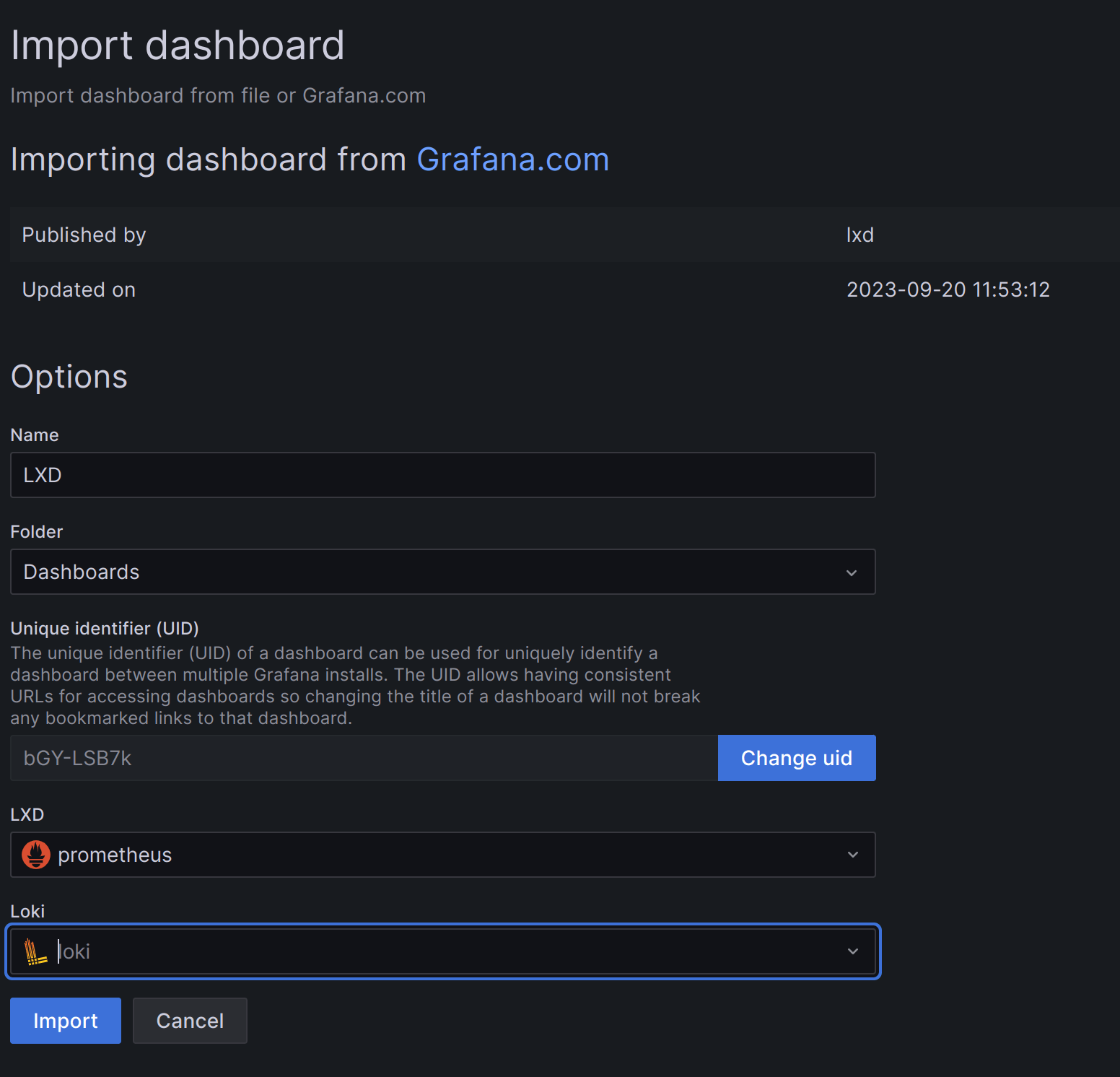 Select the Prometheus data source