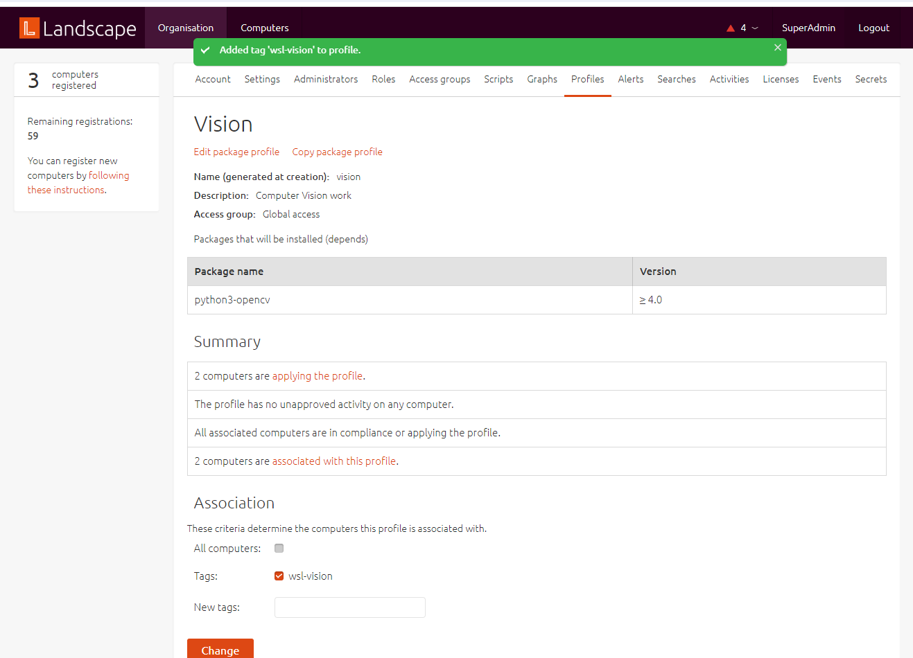 Applying the profile to the WSL instances