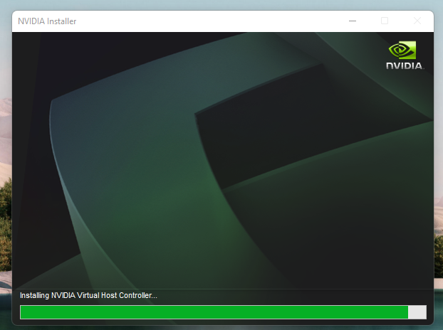 NVIDIA Virtual Host controller installation progress.